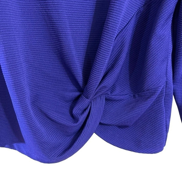 Apt. 9 Purple Blouse XL Knotted Hem Long Sleeves Pullover Ribbed Round Neckline - Picture 3 of 6